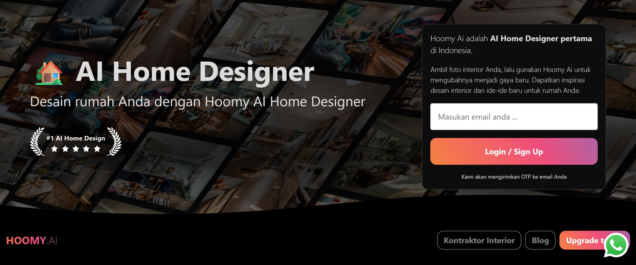 Beranda produk desain rumah Hoomy AI